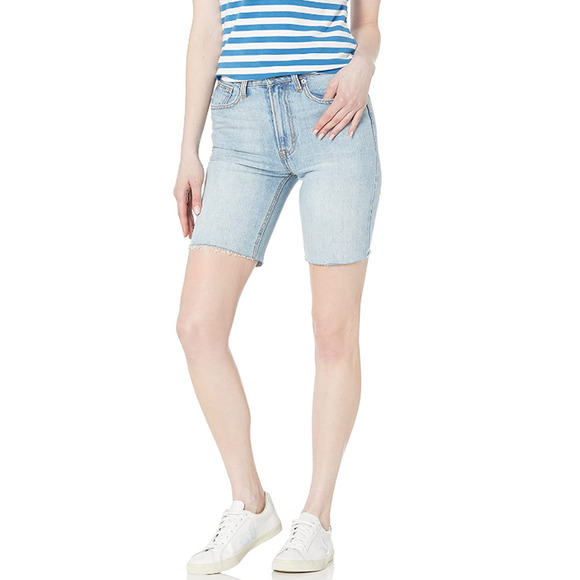 Lucky Brand Womens High Rise Denim Bermuda Short Frayed Hem Blue Size 2, $70 NWT - Picture 1 of 4